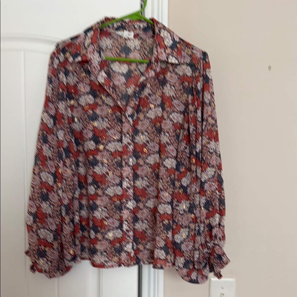 Ee:some Sheer Floral Print Women's Top size medium